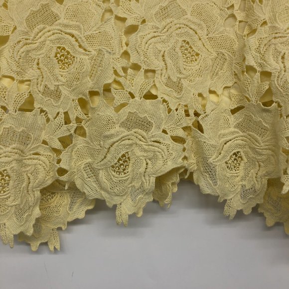 Topshop Pale Yellow Floral Lace Skirt Knee Length size 6 - Picture 5 of 16